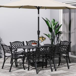 150cm Wide Garden Dining Table Hollow Cast Aluminium Tables White/Black