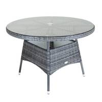 4 Seater Round Rattan Dining Table - Grey