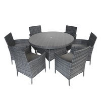 6 Piece Rattan Dining Set Grey