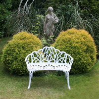 White Tulip Cast Aluminium Metal 2 Seats Garden Patio Bench Seat