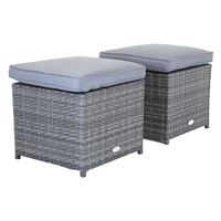 Pair of Rattan Footstools Grey