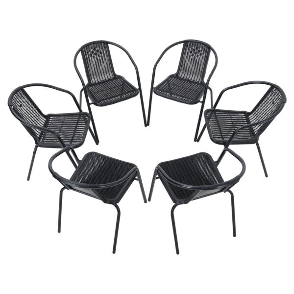 Set of 6 Stacking Patio Dining Side Chairs for All Weather Outdoor Bistro Garden