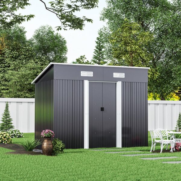 4' x 6' ft / 4' x 8' ft Garden Shed with Skillion Roof Top Steel