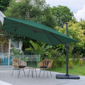 Light Grey 3 x 3 m Square Cantilever Parasol Outdoor Hanging Umbrella for Garden and Patio