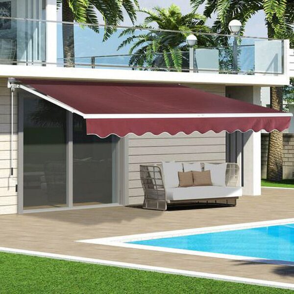 Outdoor Retractable Patio Manual Shelter Awning Canopy for Window and Door