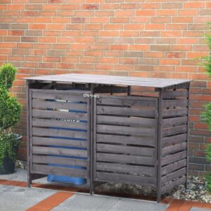 Livingandhome Outdoor Spruce Wood Trash Can Storage Shed