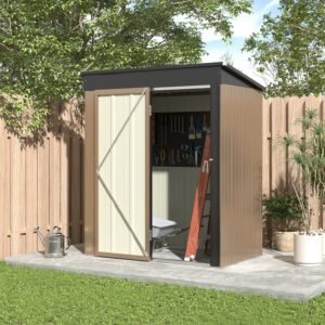 5 x3 /6.5 x4 /8 x6 ft Classic Lockable Tool Storage Bike Shed Brown Metal Shed