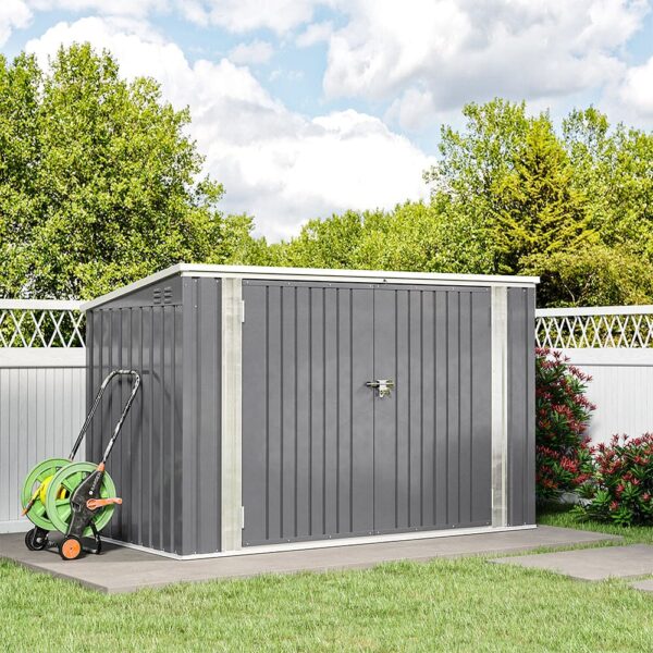 6/7ft Lockable Steel Garden Metal Junk/Bike Storage Shed Green/Black/Grey