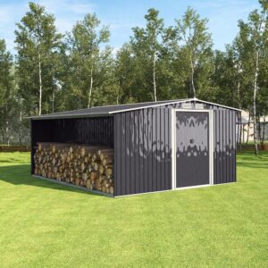 8 ft H Steel Garden Storage Bike Shed with Gable Roof Top Air Circulation Design