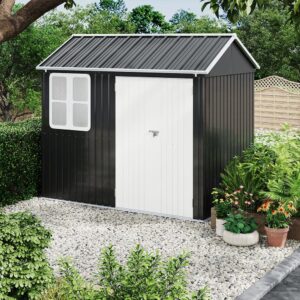 8.3 x 5.4ft Metal Apex Roof Garden Shed Outdoor Storage House