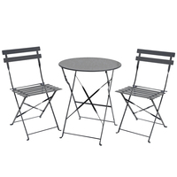 Circle Folding Metal Bistro Set – Dark Grey