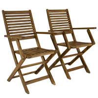 FSC® Certified Acacia Wooden Pair of Foldable Outdoor Dining Armchairs