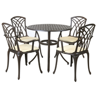 Garden Cast Aluminium Stamford 5 Piece Furniture Set With Cushions