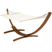 Garden Hammock With Wooden Arc Stand One Person – Cream