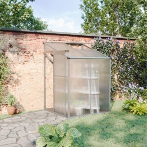 Lean-to Aluminum Greenhouse with Sliding Door