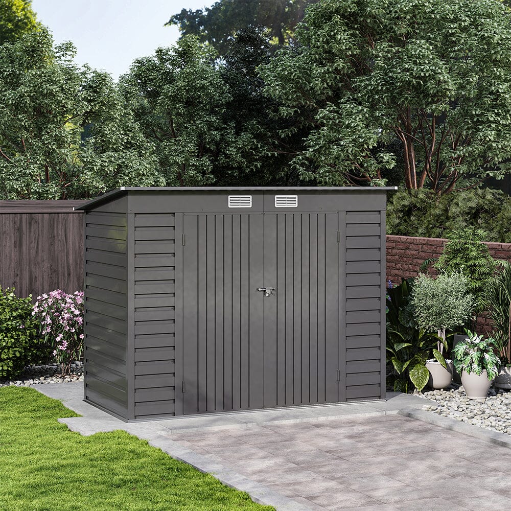 Outdoor Galvanized Steel Storage Shed with Dual Doors