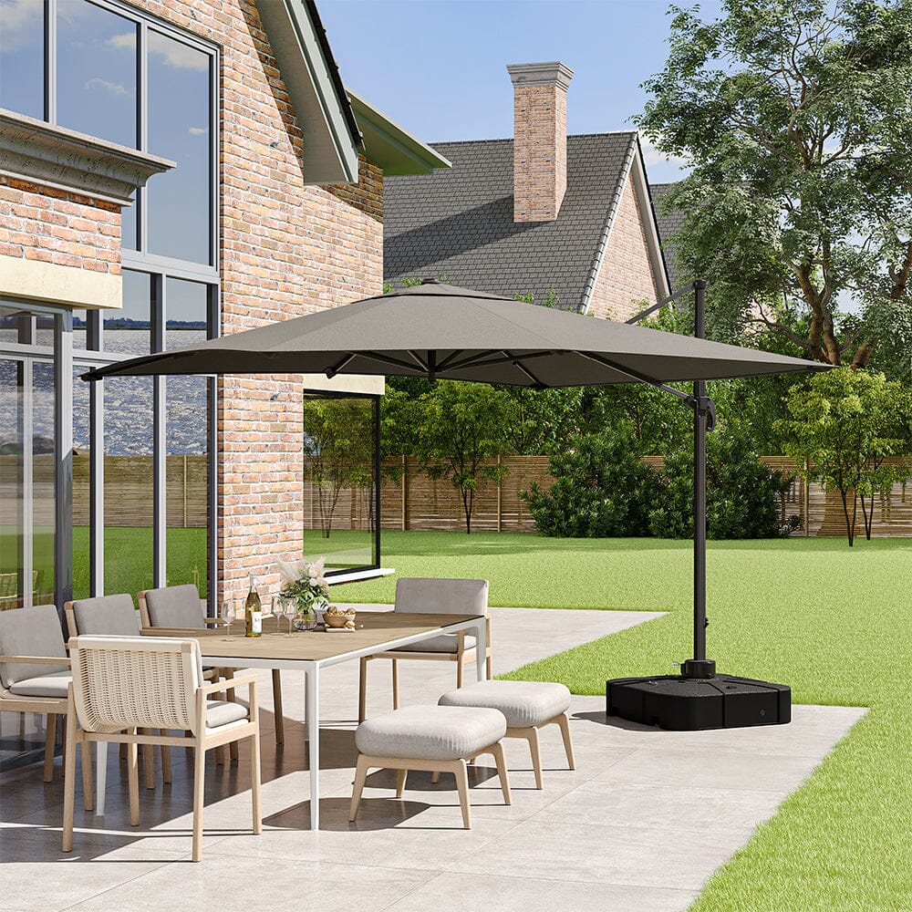 3 x 3 m Square Cantilever Parasol Outdoor Hanging Umbrella for Garden and Patio with Square Plastic Base